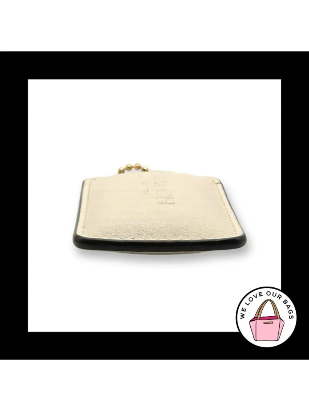 3.75" COACH TABBY PILLOW Puffy Hang Tag Vanilla Leather Fob Bag Charm Keychain - Picture 3 of 4